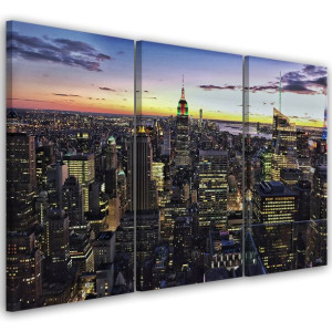 OBRAZ TRYPTYK Nowy Jork Miasto Noc 120x60