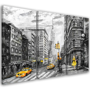 OBRAZ TRYPTYK Nowy Jork Taxi USA Akryl 60x40