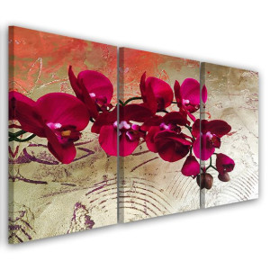 OBRAZ TRYPTYK Orchidea Kwiaty różowy 60x30