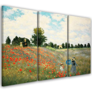 OBRAZ TRYPTYK Pole Maków C.Monet 90x60
