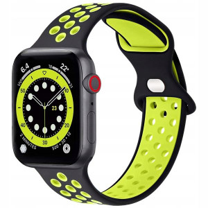 Pasek 38-40mm Guma Mesh Do Apple Watch Czarno-ziel
