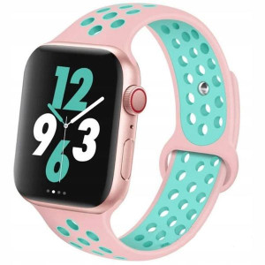 Pasek 42-44mm Guma Mesh Do Apple Watch Róż-mięta