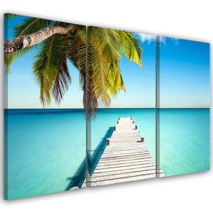 OBRAZ TRYPTYK Tropikalna Plaża Palmy 90x60