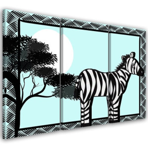 OBRAZ TRYPTYK Zebra 120x80