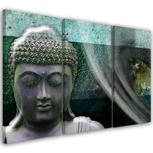 OBRAZ TRYPTYK Zen Buddha Posąg Turkusowy 120x60