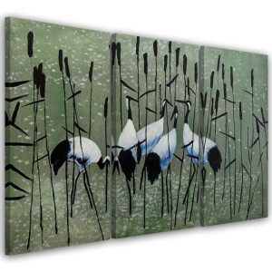 OBRAZ TRYPTYK Żurawie Ptaki Woda Natura 60x30