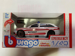 Audi A6 Bburago 1/43 Światło Led Dżwięk Notarzt