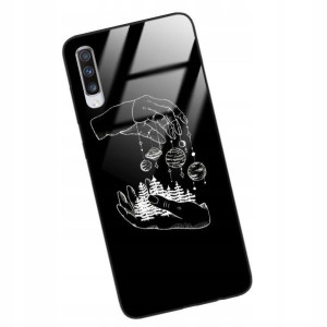 Etui GLASS do SAMSUNG A70 KOSMOS Księżyc Wzory