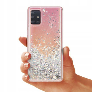 Etui Liquid Sparkle Do Samsung A51 Case Srebrny