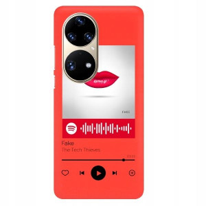Etui MAT do HUAWEI P50 PRO Czerwony Spotify Wzory
