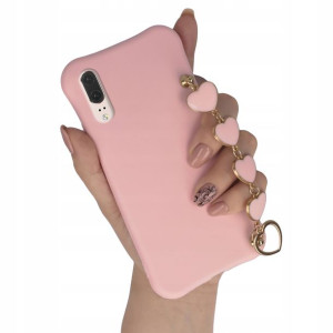 Etui Matowe Do Huawei P20 Róż Z Łańcuszkiem