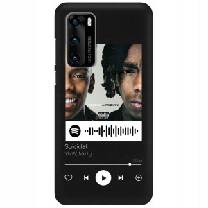 Etui Matowe do HUAWEI P40 5G Czarny Spotify Wzory