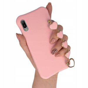 Etui Matowe Do Huawei Y6 2019 Róż Z Łańcuszek