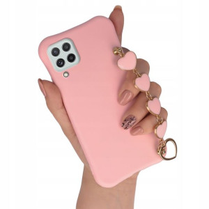 Etui Matowe Do Samsung A22 5g Róż Z Łańcuszek