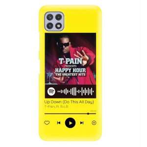 Etui Matowe do SAMSUNG A22 5G ŻÓŁTY Spotify Wzory
