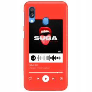 Etui Matowe do SAMSUNG A40 Czerwony Spotify Wzory