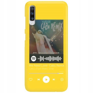 Etui Matowe do SAMSUNG A70s ŻÓŁTY Spotify Wzory