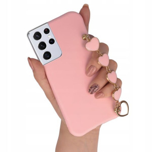 Etui Matowe Do Samsung S21 Ultra Róż Z Łańcuszek