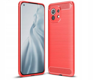 Etui Pancerne Carbon Do Xiaomi Mi 11 Lite Czerwony