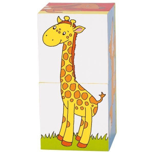 Goki - Klocki Sześcienne Zwierzaki Układanka