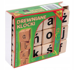 Klocki Drewniane Kostki Abc Literki 12 Szt.