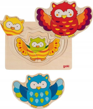 Goki Drewniana Układanka Warstwowa Sowy
