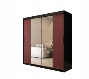 Szafa przesuwna Letto I 200 x 200 x 62czarna-bordo