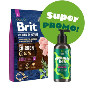 BRIT Premium By Nature Adult S 8kg + Olej z łososia norweskiego 300ml