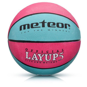 Piłka koszykowa meteor layup 5 różówo-niebieska 07085