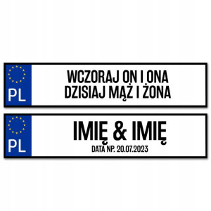 TABLICE Rejestracyjne na ŚLUB Dekoracja na WESELE