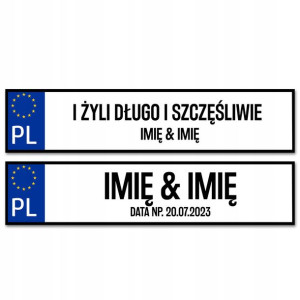 TABLICE Rejestracyjne Ślubne PERSONALIZOWANE Wzory