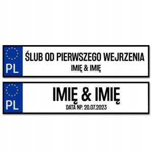 TABLICE Rejestracyjne Ślubne PERSONALIZOWANE Wzory
