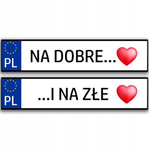 Tablice ŚLUBNE na WESELE do Ramek Rejestracyjnych