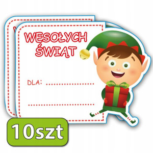 Naklejki świąteczne na prezenty ELF wlepki na Boże Narodzenie 10 sztuk
