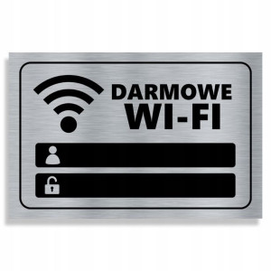 Tabliczka Informacyjne Free Wi-fi Srebrna Wzory