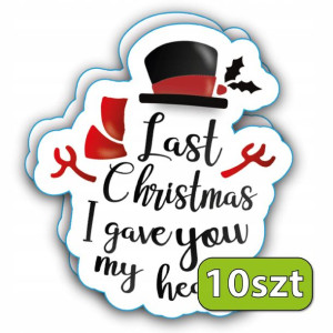 Naklejki na prezenty LAST CHRISTMAS etykiety świąteczne 10 sztuk