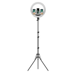 Okrągła lampa ring 18'' pierścieniowa ze statywem tripod 1,9m AC