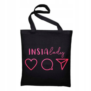 Torba Czarna Bawełniana ECO wzór INSTA LADY 03