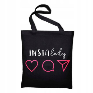 Torba Czarna Bawełniana ECO wzór INSTA LADY 04