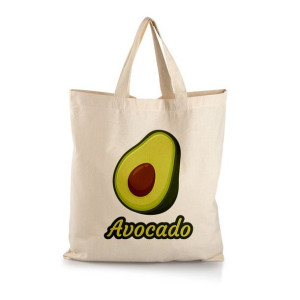 Torba Eko Do Szkoły BEŻOWA nadruk wzór AVOCADO 01