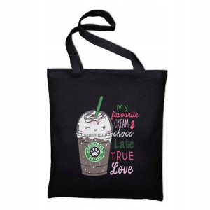 Torba Eko Do Szkoły Czarna Nadruk COFFEE LOVER 01