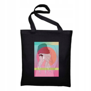Torba Eko Do Szkoły Czarna Nadruk GIRL FASHION 01