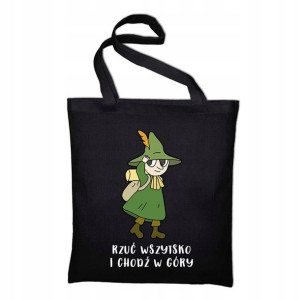 Torba Ekologiczna EKO CZARNA wzór CHODŹ W GÓRY 02