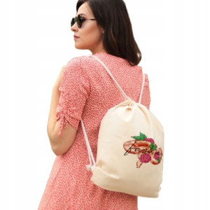 Torba Plecak Worek Beżowy nadruk wzór FASHION 012