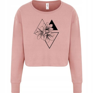 Bluza Cropped Szaro-Różowa roz XXS Modne Top Wzory