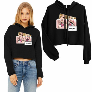 Bluza Damska CZARNA Krótka ANIME MANGA Wzory - M