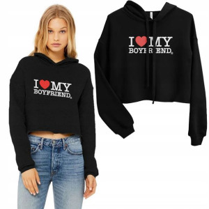 Wygodna Krótka Cropped Bluza CZARNA Napisy Wz - M