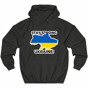 BLUZA Męska Czarna XL STAY STRONG UKRAINA WZORY