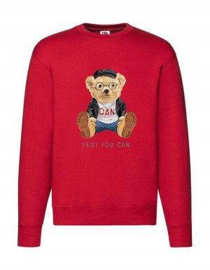 Modna Wygodna BLUZA Męska RED L MISIE WZORY