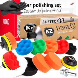 Zestaw Gąbki Polerskie Pasta Polerska Q3+ Rękawice